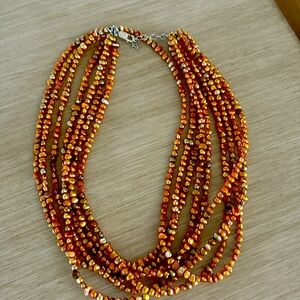 Silpada retired 18" plus 2" extender copper pearl necklace.